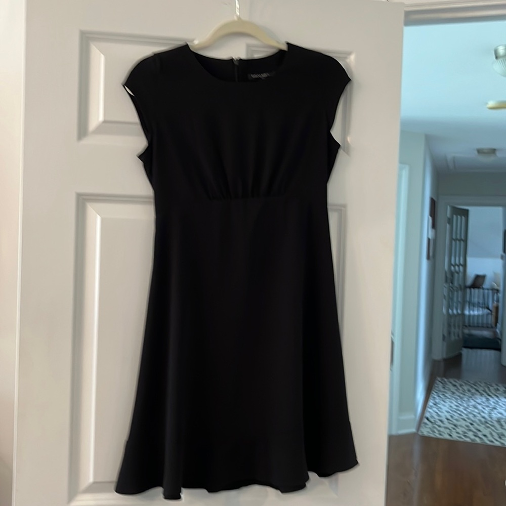 Banana Republic Factory Black Cap-Sleeve Fit-and-Flare Dress